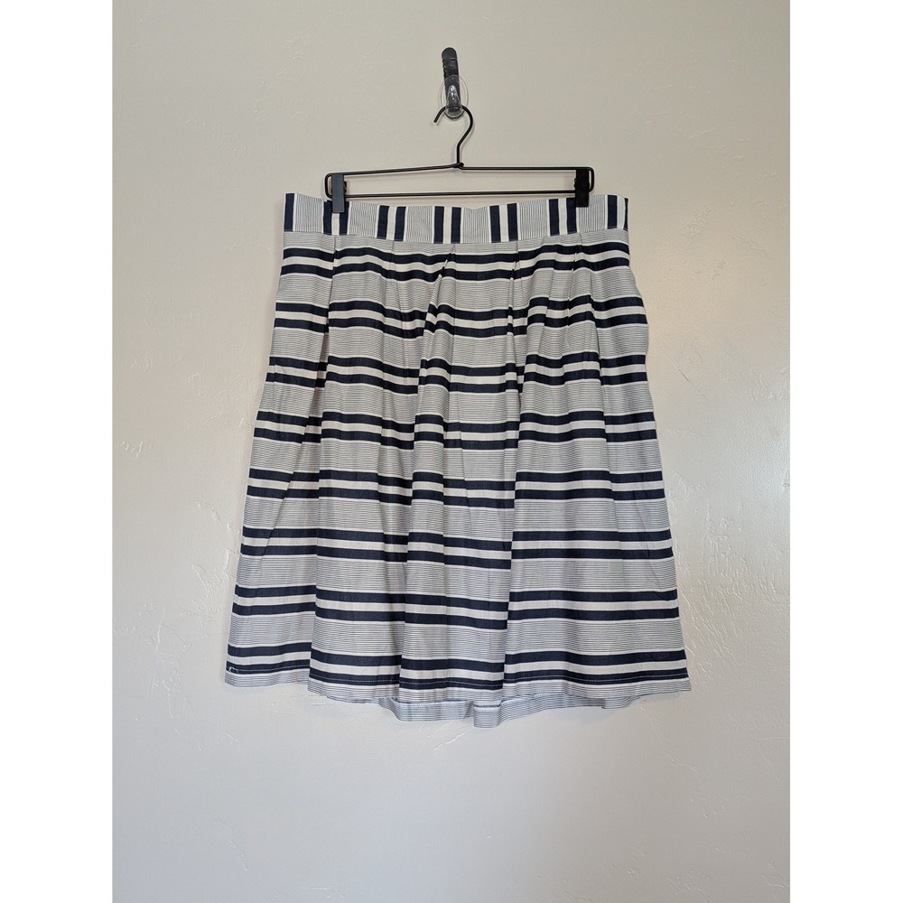 Sweet Salt Pleated Skirt XL Nautical Stripes‎ Pockets Lined Preppy Blue White